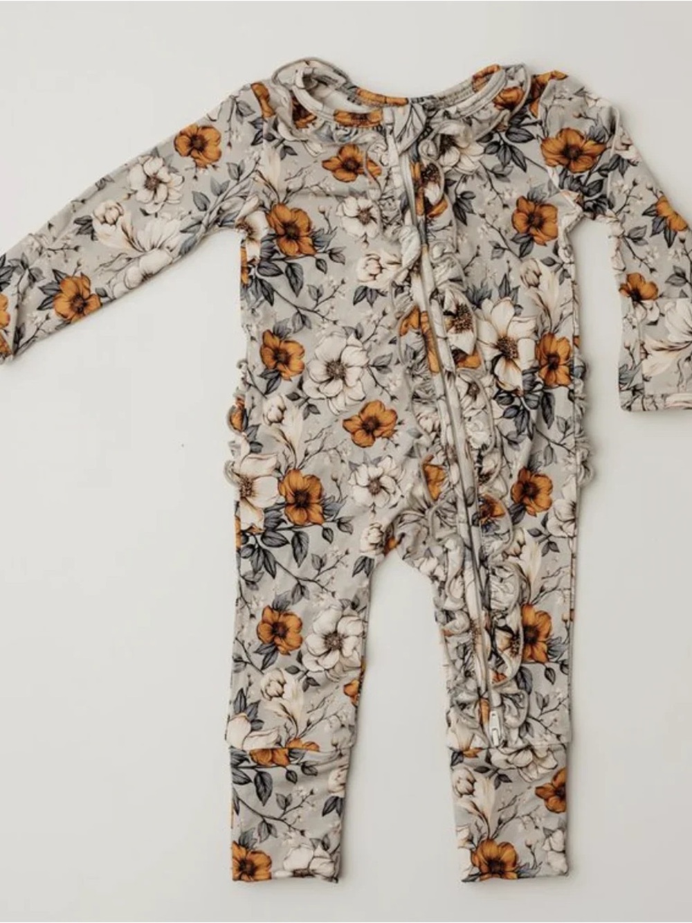 Rockin Royalty Zip Footies Fold over 3-6mo Bamboo EUC